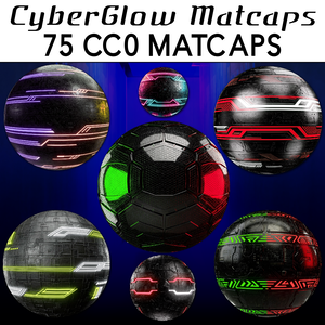 [無料] CyberGlow Matcaps 🩵 CC0 商用利用可 🩵 Pixel Place 🩵