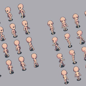 32px向け キャラチップ素体集 8方向3パターン&5パターン - ゆうぐれ