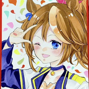 手描きアナログ色紙一点物 コピック色紙 tikutikuちゃん 原画販売