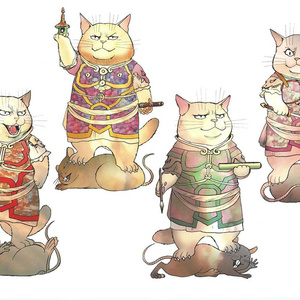 『四天猫』A3複製原画・サイン入り