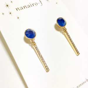 ラウンド&スティック＊スワロフスキーピアス・イヤリング