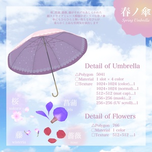 花びらの雨が降る傘・花雨折々(かうおりおり)【エフェクト付き傘モデル】 缩略图 3