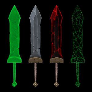 Stylized Sword Highpoly/Lowpoly 様式化された剣ハイポリ/ローポリ