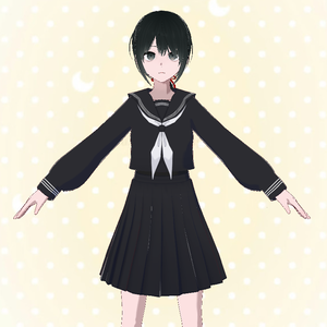 【vroid无料衣装】黒三本セーラー服/black three-line sailor uniform/黑三本水手服