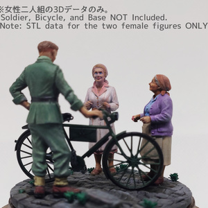 1/35 & 1/48 戦時中の女性二人組 3Dデータ(STL) / Two WWII Era Civilian Women Digital Figures (STL)