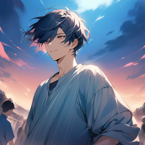 【アイコン素材セット】青髪男性2