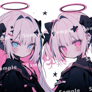 ペアアイコン(ペア画)-ピンクブラックの天使ちゃん