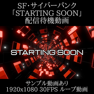 SF・サイバーパンク風「STARTING SOON」配信待機動画｜ループ対応・商用利用可