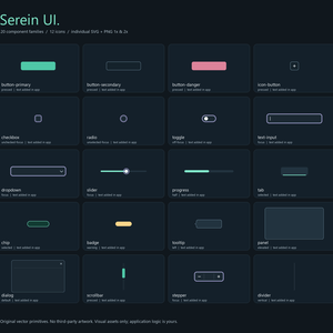 Serein UI｜個別SVG・透過PNGのミニマルUI状態セット
