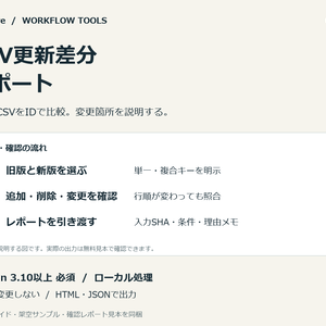CSV更新差分レポート｜2版をIDで比較・日本語HTMLで引渡し