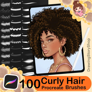 100 Procreate Hair Bru...