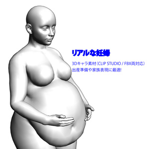 リアルな妊婦 3Dキャラ素材（CLIP STUDIO / FBX対応）出産準備や家族表現に最適!
