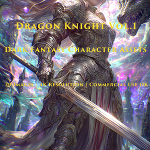 [ValkyrieSaga] Dragon Knight Vol.1 - Dark Fantasy Female Knight / ダークファンタジー女騎士・竜騎士イラスト素材集【20枚/4K/商用可】