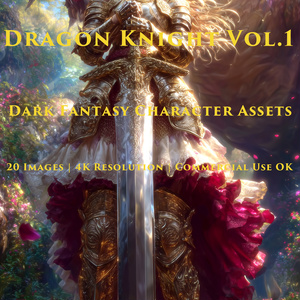 [ValkyrieSaga] Dragon Knight Vol.2 - Dark Fantasy Female Knight / ダークファンタジー女騎士・竜騎士イラスト素材集【20枚/4K/商用可】