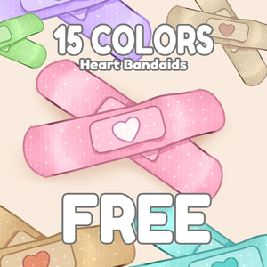 【FREE / VRoid】ハートの絆創膏 15色セット/ Bandaids/Bandage Vroid texture 15 colors