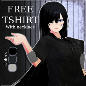 【FREE 無料 VRoid】 ネックレス付きTシャツ（3色）/ T-shirt with necklace (3 colors)
