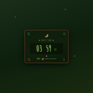 [OBS Widget] HTML Digital Clock — Forest Animal 🦊