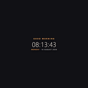 Minimal Clock Widget — Greeting | OBS Browser Source Overlay