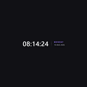 Minimal Clock Widget — Side | OBS Browser Source Overlay