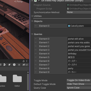 Video Driven Object Switch; 流れている動画のタイトルやURLに合わせてオブジェクトをオンオフできるワールドギミック 