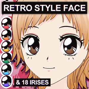 [Retro Style~] Vroid Iris, Highlights, Eyeline, and Full Face Textures