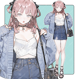 水色ツインテール女子 全身立ち絵素材 - 月のお店 - BOOTH