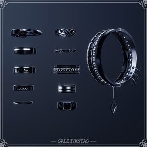 【15アバター対応】BlackandGoldRing+Bracelet 缩略图 3