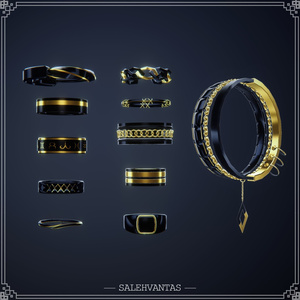 【15アバター対応】BlackandGoldRing+Bracelet 缩略图 2