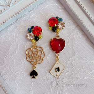 薔薇ビジュー♡リトルウッズのしずく アシメピアス/イヤリング✩.*˚ クソ