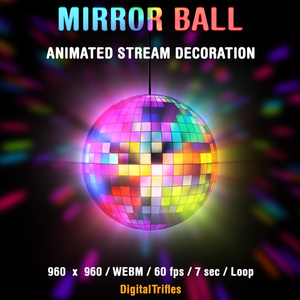 ミラーボールストリームアニメーション、Twitchオーバーレイ、音楽ストリーマーとVtuber、ダンシング 、チャッ、OBSのシーン / Mirror Ball Stream Animation, Twitch Overlay, Stream Decoration for Music Streamers and Vtubers, Dancing, Just Chatting