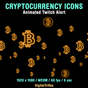 ビットコイン サイン Twitch アラート、暗号通貨のゴールド アイコン、ストリーム デコレーション、ストリーマーと VTuber 向けのアニメーション オーバーレイ / Bitcoin Twitch Alert, Gold Icons of Cryptocurrency, Stream Decoration, Animated Overlay
