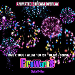 花火ストリームアラート – サウンド付きアニメーションTwitchオーバーレイ・全画面VTuber素材・配信デコレーション / Fireworks Stream Alert, Animated Twitch Overlay with Sound, Fullscreen VTuber Asset, Stream Decoration
