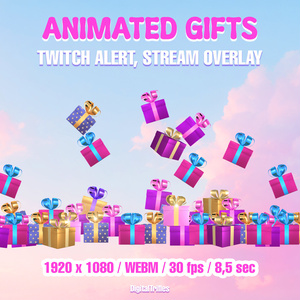 ギフトレイン配信アラート：サブスク・レイド・イベント用の楽しいフルスクリーンTwitchオーバーレイ / Gift Rain Stream Alert: Fun Fullscreen Twitch Overlay for Subs, Raids, and Stream Events
