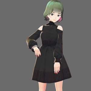 バックリボンカッティングニットワンピース【VRoid】