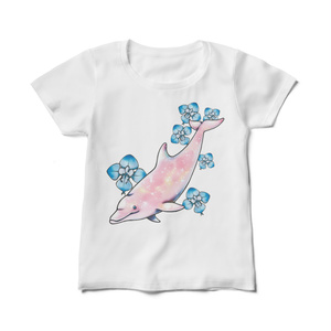 【Tシャツ／レディース】胡蝶蘭とイルカ