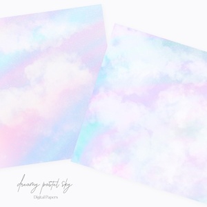夢かわいいパステル虹色雲空の背景画像素材｜幻想的ファンタジー背景素材