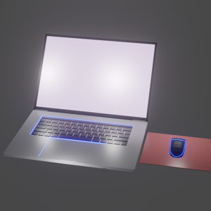 【3DCG】ノートPCとマウスのセット
