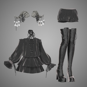 【10アバター対応】Lace Up Dress Outfit 缩略图 2