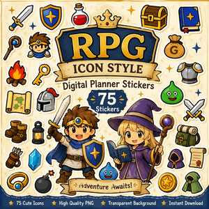 RPGアイコン風デジタルステッカー｜ファンタジーゲーム素材｜GoodNotes・Notability対応 PNGダウンロード