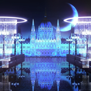 【無料MMD】夜の西洋橋(青)
