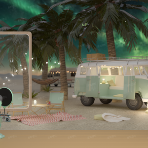 【3Dバーチャル背景】天の川と星空のキャンプ場｜Night Camping / VTuber・配信背景