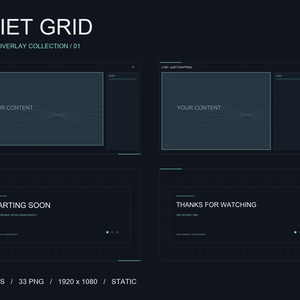 【配信画面セット】QUIET GRID｜3色・33点｜ゲーム・雑談・待機｜透過PNG
