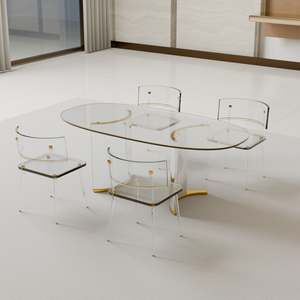 【VRChat】Glass & Gold Dining Set｜ガラスのダイニングセット