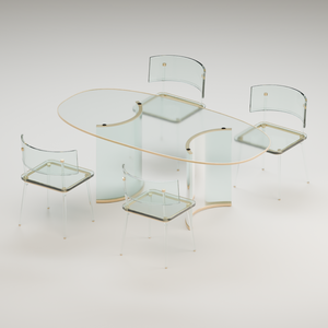 【VRChat】Glass & Gold Dining Set｜ガラスのダイニングセット