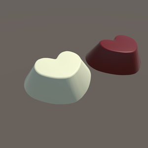 3Dモデル ハート型チョコレート&ホワイトチョコ