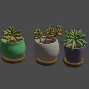 3D data] flowerpot set (3 types)