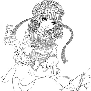 ✨Girl's🐱🐰💗／オリジナル塗り絵線画 - CHEECHA.chiho - BOOTH