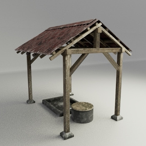 古びた建物と井戸