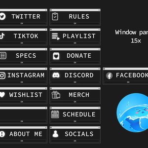 【配信素材/Twitchパネル】PC・システムウィンドウ風「Message Window」15種セット / Message Window Twitch Panels (PNG・商用利用可)