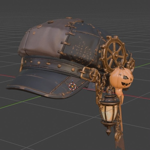 【３Dモデル】ハロウィン スチームパンク ツギハギキャスケット帽